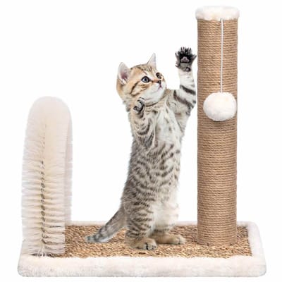 vidaXL - Kattenkrabpaal - met - borstelboog - en - krabpaal