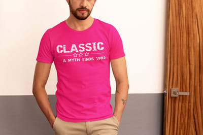 1982 Jaar Roze T-shirt Heren - Maat XXL - Classic - Verjaardag Cadeau Mannen - Limited Edition