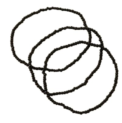 3 enkelbandje- zwarte- kraal -20 cm- enkelsieraad- Charme Bijoux
