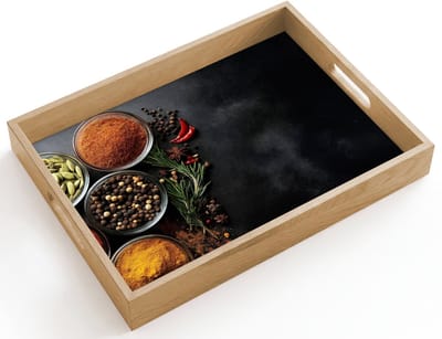 Dienblad hout 40x30 cm - Schootdienblad - Glazen - Bakjes - Blaadjes - Kruiden - Borrelplank rechthoek - Plateau dienbladen