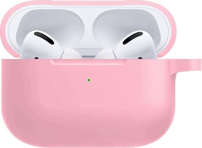 Hoesje - Geschikt voor Apple Airpods Pro - Siliconen Hoes met Clip - Silicone Case Cover - Lichtroze