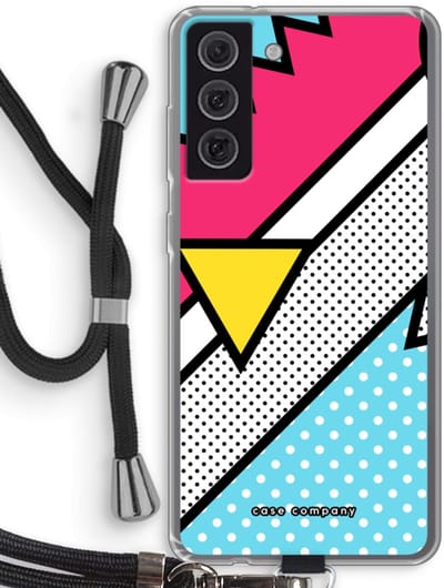 Hoesje met koord geschikt voor Samsung Galaxy S21 FE hoesje met Koord - Pop Art #3 - Telefoonhoesje met Zwart Koord - Bescherming aan alle Kanten en Over de Schermrand