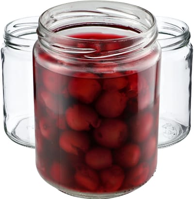 KADAX Weckpotten, 540 ml, inmaakpotten voor schroefdeksel, jampot, voorraadpot, conservenglas, ronde glazen (zonder deksel, 8 stuks)