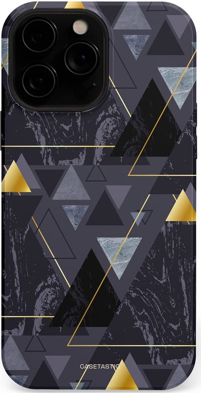 Casetastic hoesje geschikt voor Apple iPhone 13 Pro Max - MagSafe - Dubbellaagse bescherming - Zwart Goudpatroon - Fashion Case - Donkergrijs Grijs