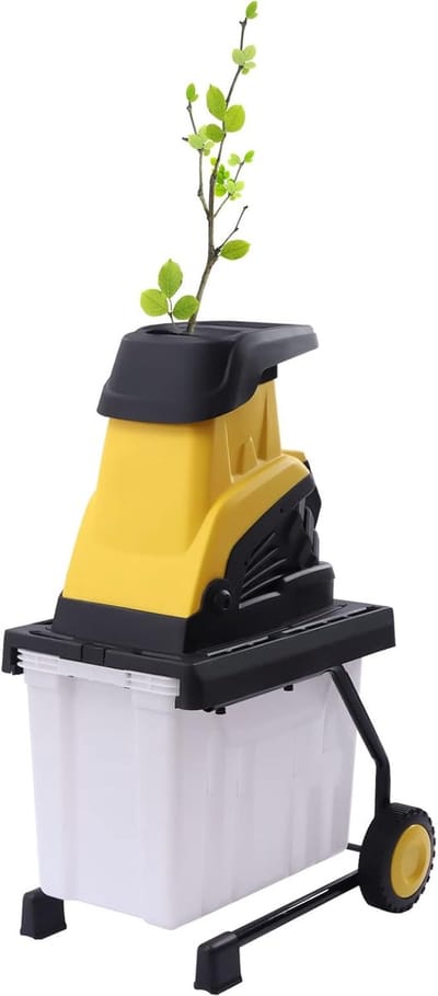 Elektrische Tuinhakselaar - Stille Houthakselaar - Tuinafval Verwerken - Krachtige Koperen Motor - Max 45 mm Snoeien - Zwart Geel