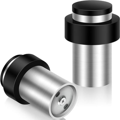 Zware Deurstopper 65mm voor Vloeren, Roestvrijstalen Deurstop met Geluiddempende Rubber Bumper, Wandbevestiging en Bescherming tegen Wandbeschadiging, Zilver
