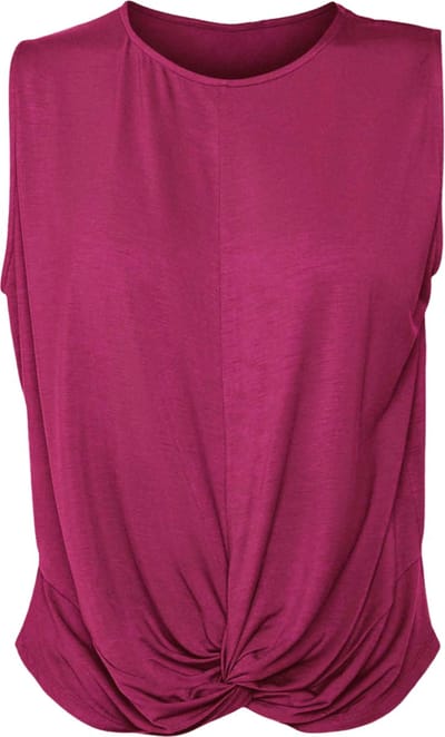 Namastae® Yoga kleding dames | Yoga shirt dames | Sport top met knoopdetail | Kort topje | Donker bordeaux | Maat 32 (XS)