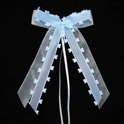 Dailygoods- Autostrikken 10 Stuks - Organza Hartjes - Bruiloftsdecoratie - Autosieraden - Feestdecoratie - Maat 11-12 cm breed, 22-25 cm hoog