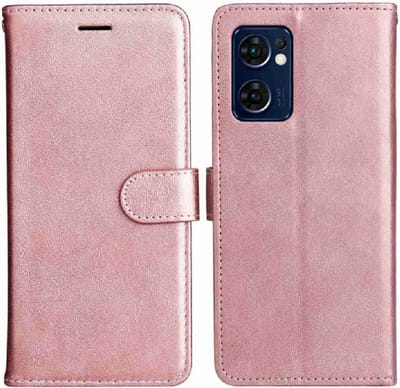 LuxeBass Hoesje geschikt voor Oppo Find X5 Lite - Boekhoesje - RoseGoud - Portemonneehoesje gsm hoesje - telefoonhoes - telefoonhoesjes