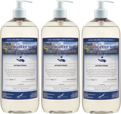 Handzeep No Scent No Colour 1 liter - set van 3 stuks - met gratis pomp - Voordeelverpakking