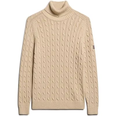 Dames trui met gedraaide structuur en rolkraag Superdry