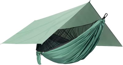 Hangmat met Luifel - Kampeeruitrusting - Ontspannen Buiten - Automatische Muggenpreventie - 290x290cm - Blauw