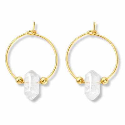 Marama - Crystal Hoop Oorbellen – Stainless Steel Goudkleurig – Edelsteen Dames Oorringen