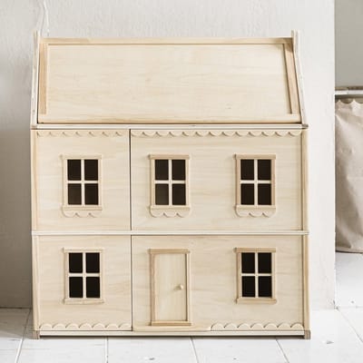 Petite Amélie Houten Poppenhuis Klassiek Naturel - H.16 cm - Geïnspireerd door Franse Huizen - Drie Verdiepingen vol Franse Charme