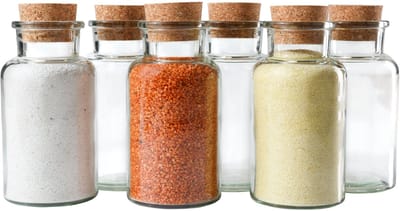 Set van 6 kruidenpotjes 300ml + kurk, opslag voor thee, kruiden & specerijen