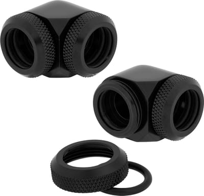 CORSAIR Hydro X Series XF Hardline 90° Twin Pack - Fittings set van 2 - OD 14 mm - messing - zwart