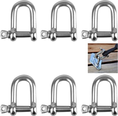 D-vormige Ringen van RVS, D-ring Beugels voor Kabels en Kettingen, Set van 6 Stuks, Ideaal voor Bevestiging en Ondersteuning