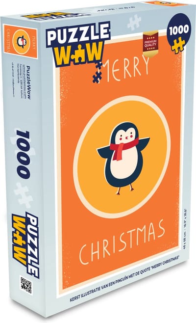 Puzzel Dieren - Kerst - Quotes - Pinguïn - Merry christmas - Legpuzzel - Puzzel 1000 stukjes volwassenen - Kerst - Cadeau - Kerstcadeau voor mannen, vrouwen en kinderen