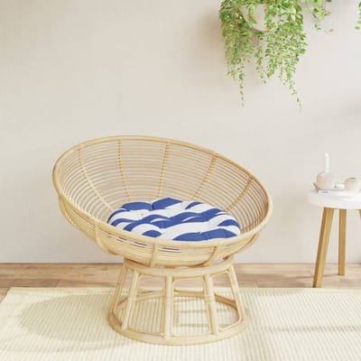 vidaXL - Zitkussen - rond - gestreept - Ø - 60x11 - cm - oxford - stof - blauw - wit