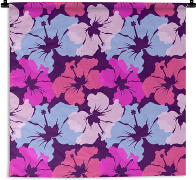 Wandkleed - Wanddoek - Pastel - Hibiscus - Bloem - Hawaii - Design - 180x180 cm - Wandtapijt