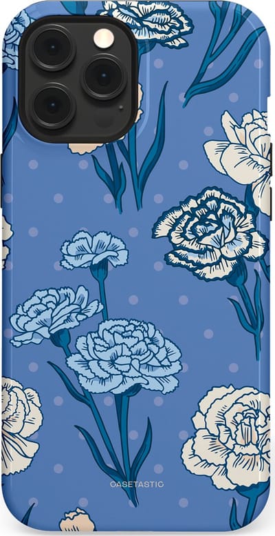 Casetastic hoesje geschikt voor Apple iPhone 12 Pro Max - MagSafe - Dubbellaagse bescherming - Anjer melange - Fashion Case - Lavendel Petrol Zilver