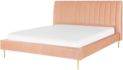 MARVILLE - Tweepersoonsbed - Perzik - 180 x 200 cm - Fluweel