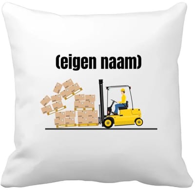 Akyol - heftruck met vallende pallet met eigen naam Kussen hoes - Heftruck - mensen die werken in de magazijn - collega's - verjaardag - afscheidscadeau - geschenk - kado - 40 bij 40 cm