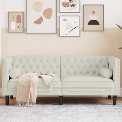 vidaXL - Tweezitsbank - Chesterfield-stijl - en - bolsters - fluweel - crèmekleur