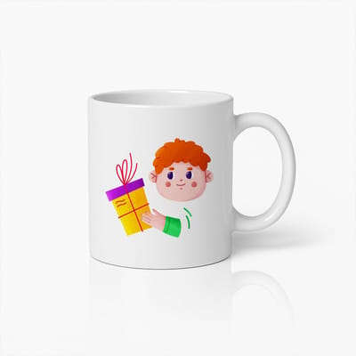 Schattige Roodharige Jongen met Cadeau Cartoon Mok – Perfect Geschenk voor Kinderen en Dierbaren