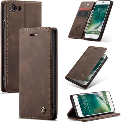 Luxe PU leren Bookcase geschikt voor Apple iPhone 8 | iPhone 7 | SE 2020 | Hoogwaardig Leren Hoesje | Lederen Wallet Case | Kaarthouder | Portemonnee | Bruin