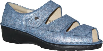Finn Comfort, ISCHIA, 02106-288124, Blauw combi sandalen met dichte hiel wijdte H Maat: 4 (37)