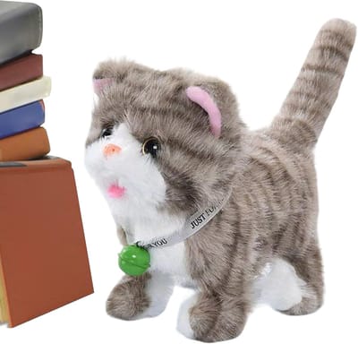 Elektrische Kat - Interactief Huisdier - Kinderspeelgoed - Zingt en Spreekt - 17 Cm - Lichtgrijs