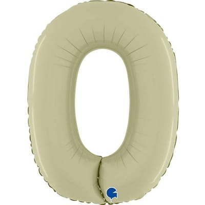Folieballon Cijfer 0 Satin Olive green - 100 cm