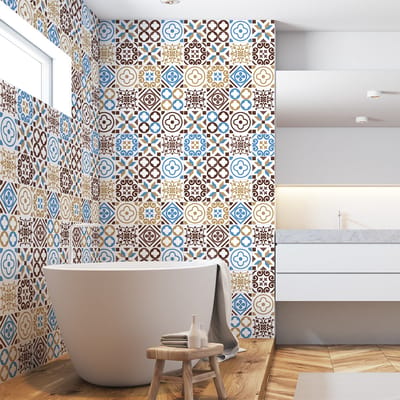 Zelfklevende tegelmuurstickers voor keuken en badkamer - 60 rozettegelstickers - 60 stickers 20x20cm