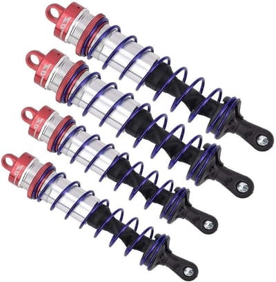 Verstelbare Schokdemper voor RC Auto's - 4 Stuks Metalen Olie Druk Voorvoorkeursdempers voor 1/8 RC Auto's (Blauw)