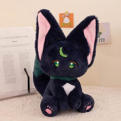 25cm Genshin Impact Xiao Kat Pluche Speelgoed Tighnari Anime Gaming Kussen Zachte Knuffelpop Cadeau voor Kinderen Volwassenen zwart
