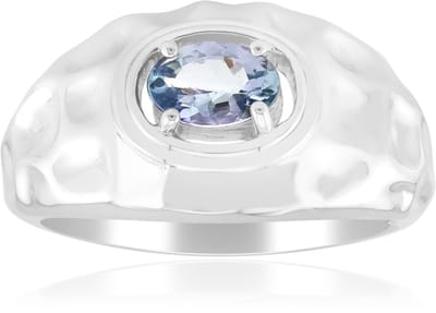 Cavill - Zilveren ring met onverhitte ovale Tanzaniet 0,468 ct - 925 Sterling Zilver met Palladium - Elegante ring - Ringmaat 16-21