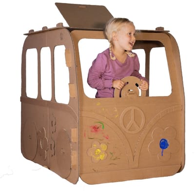 Kartonnen camper - Groot genoeg voor 2 kinderen - Kartent
