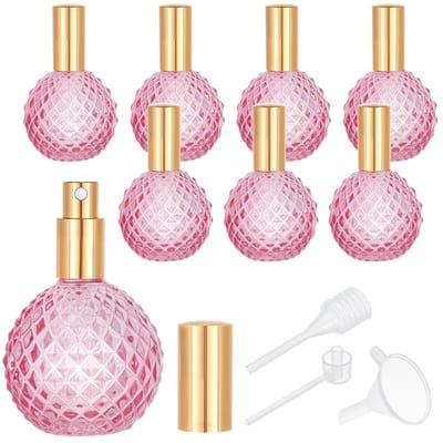 Jhubersproducts - Lege glazen parfumflessen - Retro parfumspuitflessen - Navulbare reisflessen - Lichtviolet - Decoratieve geurflessen - Handgemaakt -