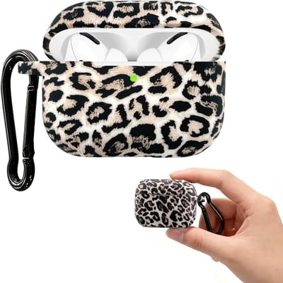 Leopard patroon siliconen hoes voor AirPods Pro 2 en 1, schokbestendig met sleutelhanger, bescherming en stijl