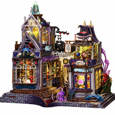 Meedeer XL Modelbouw-Premium Miniatuur bouwpakket-Het mysterieuze kasteel-Poppenhuis-Met LED verlichting-3D-puzzel-doe-het-zelf-voor boekenkast-miniatuurhuisje-voor volwassenen-decoratie