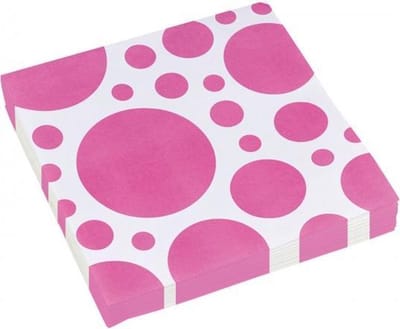 servetten Dots 33 x 33 cm 20 stuks roze