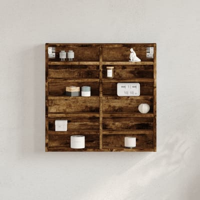vidaXL - Vitrinekast - 60x8,5x58 - cm - bewerkt - hout - gerookt - eikenkleurig