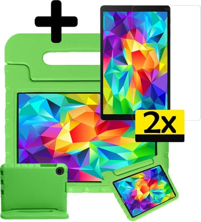 Hoes - Geschikt voor Samsung Galaxy Tab A 10.1 (2019) - Met 2x Screenprotector - Kinderhoes Shockproof Bumper - Kidsproof Case - Tablet Hoesje - Kinder Cover - Groen