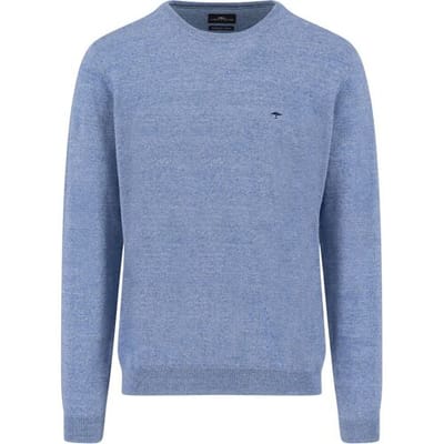Fynch-Hatton Trui Supersoft Touch O-Neck Cotton Wool Blend Crystal Blue / male