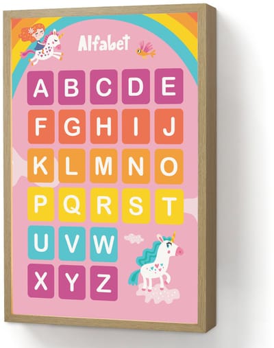 Nachtlampje 40x60 cm - Kinder lamp - Alfabet - Educatief - Letters leren voor kinderen - Roze - Eenhoorn - Tafellamp kinderkamer draadloos - Slaapkamer lampje - Bedlamp kinderen - Kinderlampje - Wandlamp babykamer - Nachtlampjes