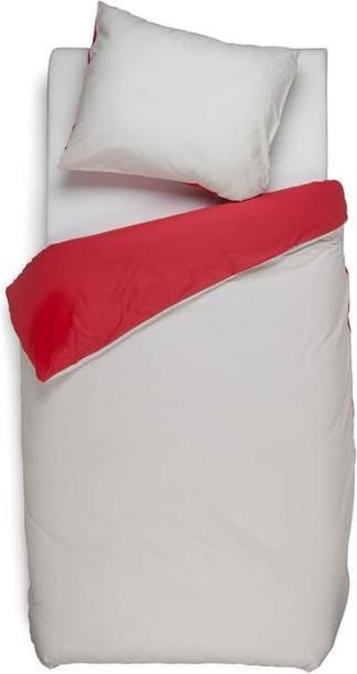 Snoozing Two Tone - Dekbedovertrek - Eenpersoons - 140x200/220 cm + 1 kussensloop 60x70 cm - Grijs/Rood