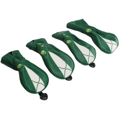 Ensemble de 4 Housses de Tête de Club de Golf Bois Imperméable PU Accessoires Motif Veste Verte Peluche Épaisse black