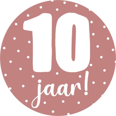 Sticker 10 jaar roze - traktatie sticker verjaardag - basisschool kind - kinderfeestje - 20 stuks