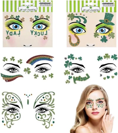 Gezichtstattoo Set - Glitter Stickers - Feestelijke Make-up - Zelfklevend Herbruikbaar - 6 Vellen - Multicolor